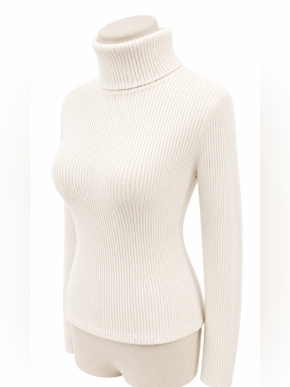French Connection Cream Ribbed Turtleneck - Picture 2 of 3